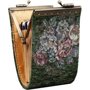 imageAngelinas Palace Carpet Wallet Vintage Kiss Lock ID PouchClasp Card HolderRose Series Arugula Green