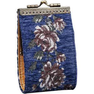 imageAngelinas Palace Carpet Wallet Vintage Kiss Lock ID PouchClasp Card HolderRose Trail Blue