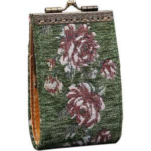 imageAngelinas Palace Carpet Wallet Vintage Kiss Lock ID PouchClasp Card HolderRose Trail Green