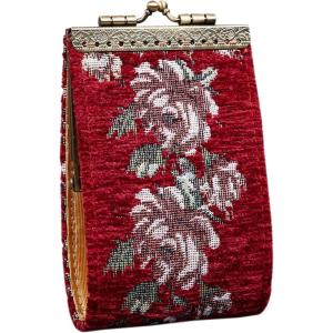 imageAngelinas Palace Carpet Wallet Vintage Kiss Lock ID PouchClasp Card HolderRose Trail Red
