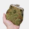 imageCarpet Bag Double Kiss Clasp Coin Purse PouchVintage Change Wallet Card HolderBurnout Velvet Fern Green