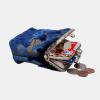 imageCarpet Bag Double Kiss Clasp Coin Purse PouchVintage Change Wallet Card HolderBurnout Velvet Navy