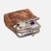 imageCarpet Bag Double Kiss Clasp Coin Purse PouchVintage Change Wallet Card HolderDamask D Brown