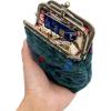 imageCarpet Bag Double Kiss Clasp Coin Purse PouchVintage Change Wallet Card HolderPDX Portland Airport