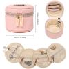 imageAngelinas Palace Round Jewelry Organizer Case Travel Bag Bridesmaid Gifts Vegan Leather Box for Necklace Earring Bracelet Ringsoft pinkSoft pink