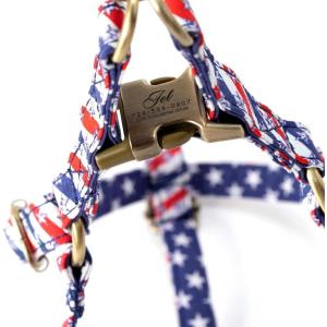 imageAngie and Allie Organic Cotton Personalized Step in Dog HarnessCustom Dog Halter VestsAdjustable No Pull Canine Halter Harness for Small Medium Large DogsStars and Stripes