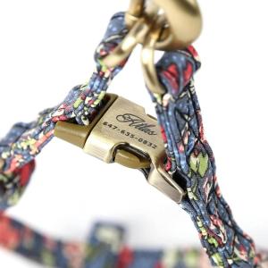 imageAngie and Allie Organic Cotton Personalized Step in Dog HarnessCustom Dog Halter VestsAdjustable No Pull Canine Halter Harness for Small Medium Large DogsBouquet Grey