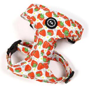 image:imageAngie and Allie Organic Cotton Dog HarnessNo Pull Pet Harness with DRingAdjustable Soft Padded Breathable Dog Vest for Walking Running TrainingDancing Srawberries