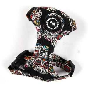 image:imageAngie and Allie Organic Cotton Dog HarnessNo Pull Pet Harness with DRingAdjustable Soft Padded Breathable Dog Vest for Walking Running TrainingSugar Skull