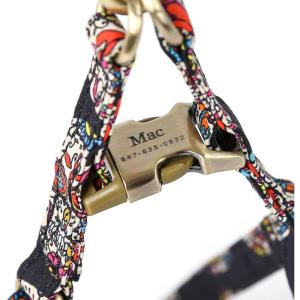 image:imageAngie and Allie Organic Cotton Personalized Step in Dog HarnessCustom Dog Halter VestsAdjustable No Pull Canine Halter Harness for Small Medium Large DogsSugar Skull